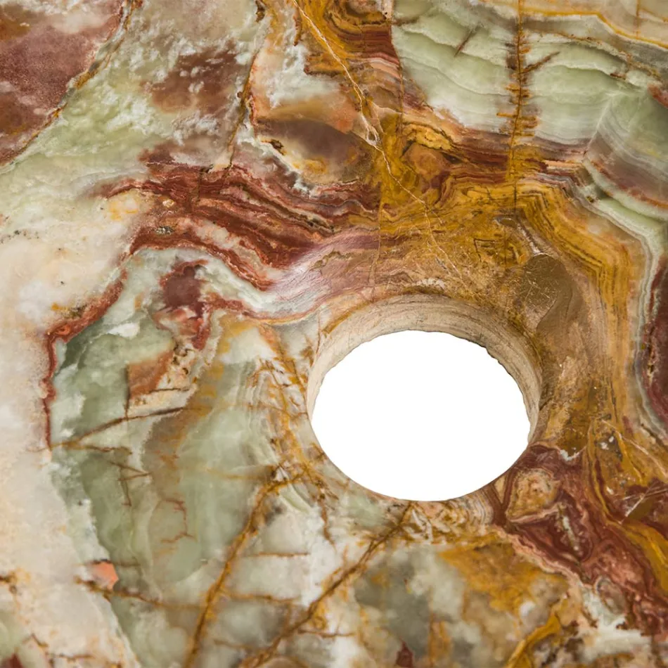 Umywalka nablatowa z kamienia Leila onyx, unikatowe dzieło ręcznie robione Viadurini