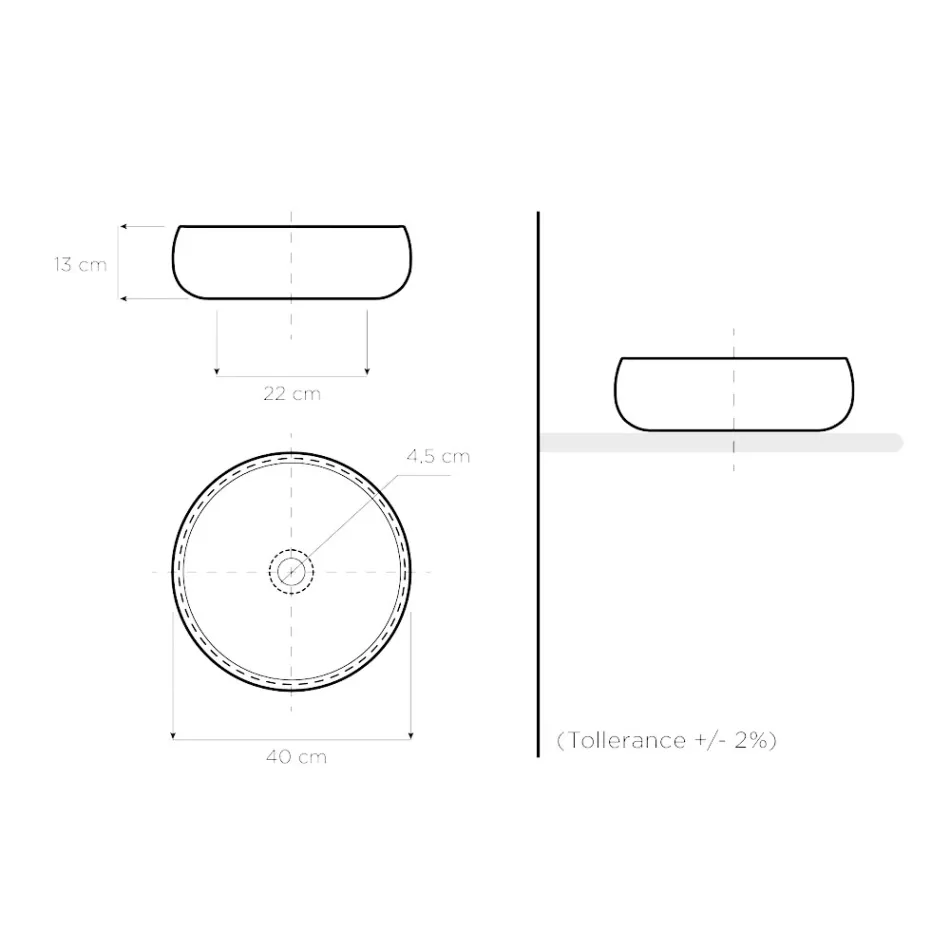 Umywalka nablatowa z wykończeniem Raku Clay Platinum Made in Italy - Ribano Viadurini