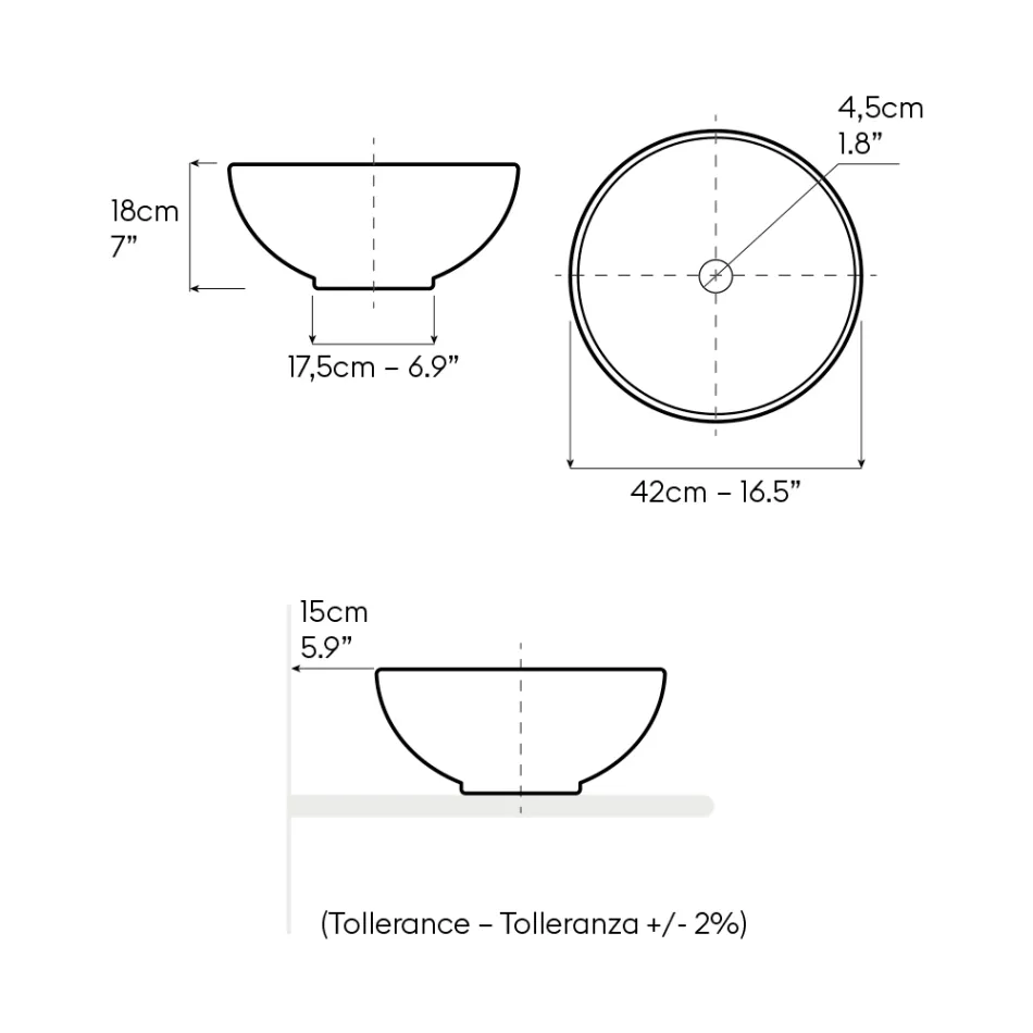 Ręcznie toczony zlew blatowy Raku, wyprodukowany we Włoszech - Magma Viadurini