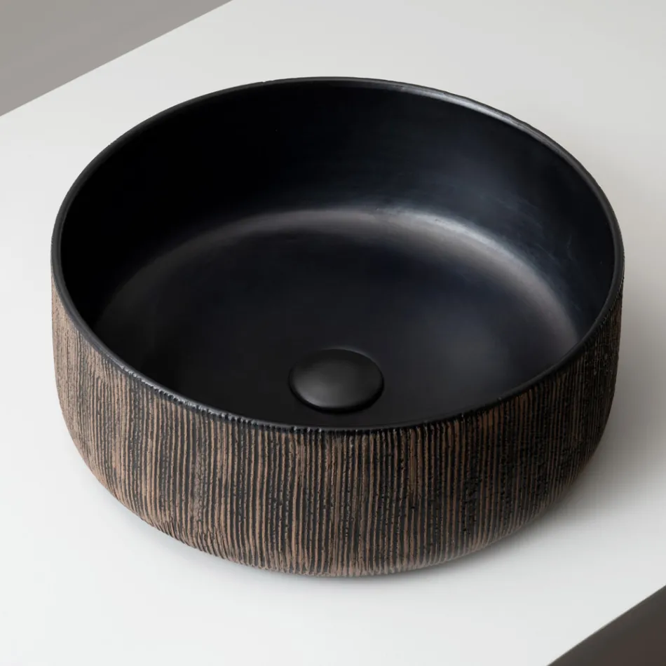 Umywalka nablatowa Balance Hand-Stripped Natural Red Earth Viadurini