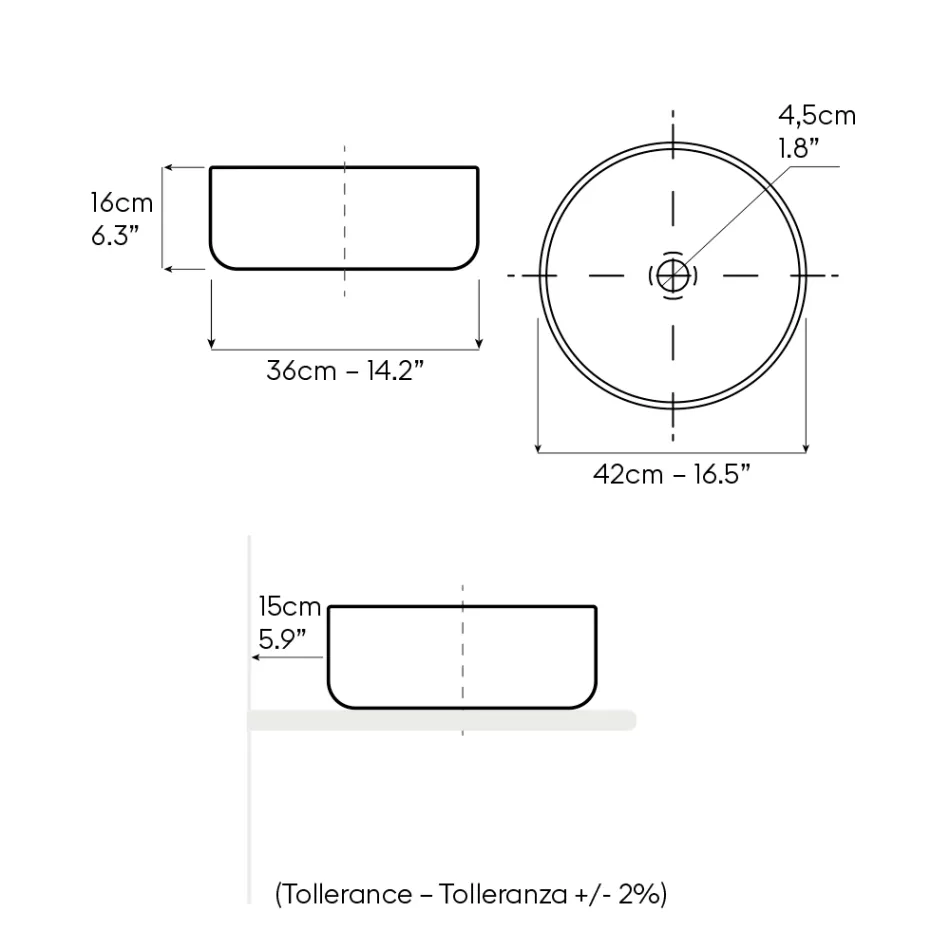 Umywalka nablatowa Balance Hand-Stripped Natural Red Earth Viadurini
