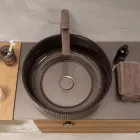 Umywalka nablatowa z żywicą i malowanym szkłem weneckim – Excelsior Viadurini