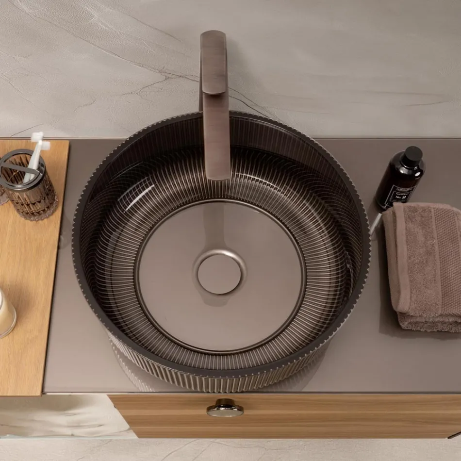 Umywalka nablatowa z żywicą i malowanym szkłem weneckim – Excelsior Viadurini