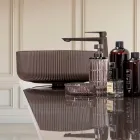 Umywalka nablatowa z żywicą i malowanym szkłem weneckim – Excelsior Viadurini