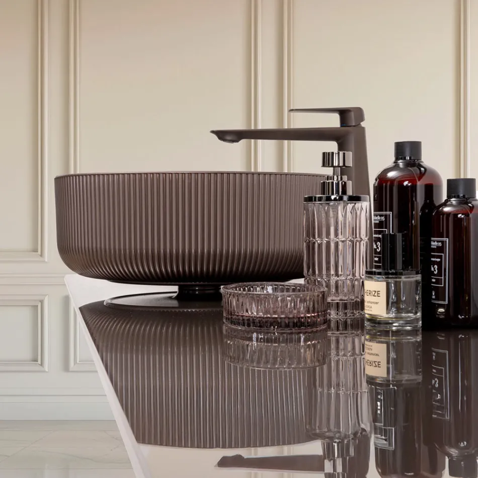 Umywalka nablatowa z żywicą i malowanym szkłem weneckim – Excelsior Viadurini