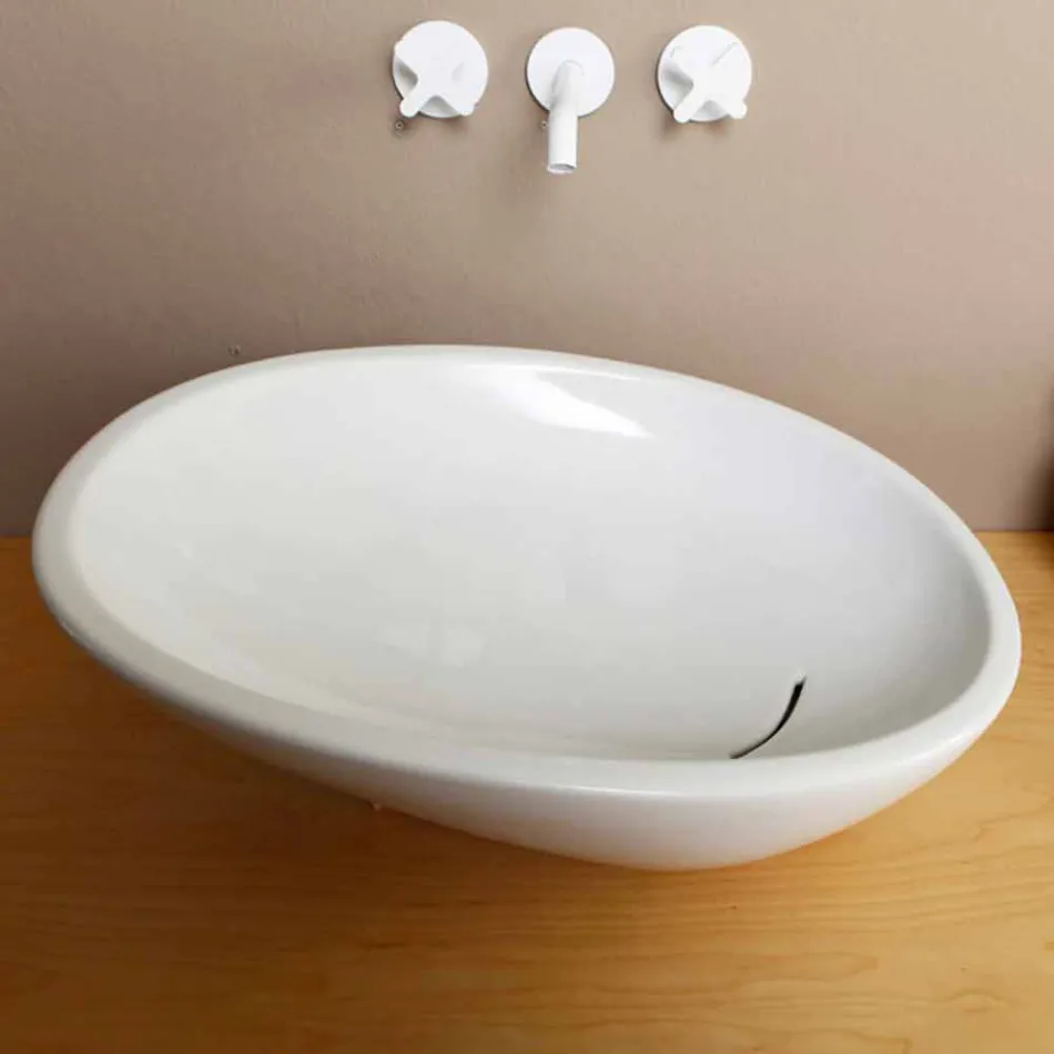 Projektowana ceramiczna umywalka wykonana z połyskiem we Włoszech Viadurini