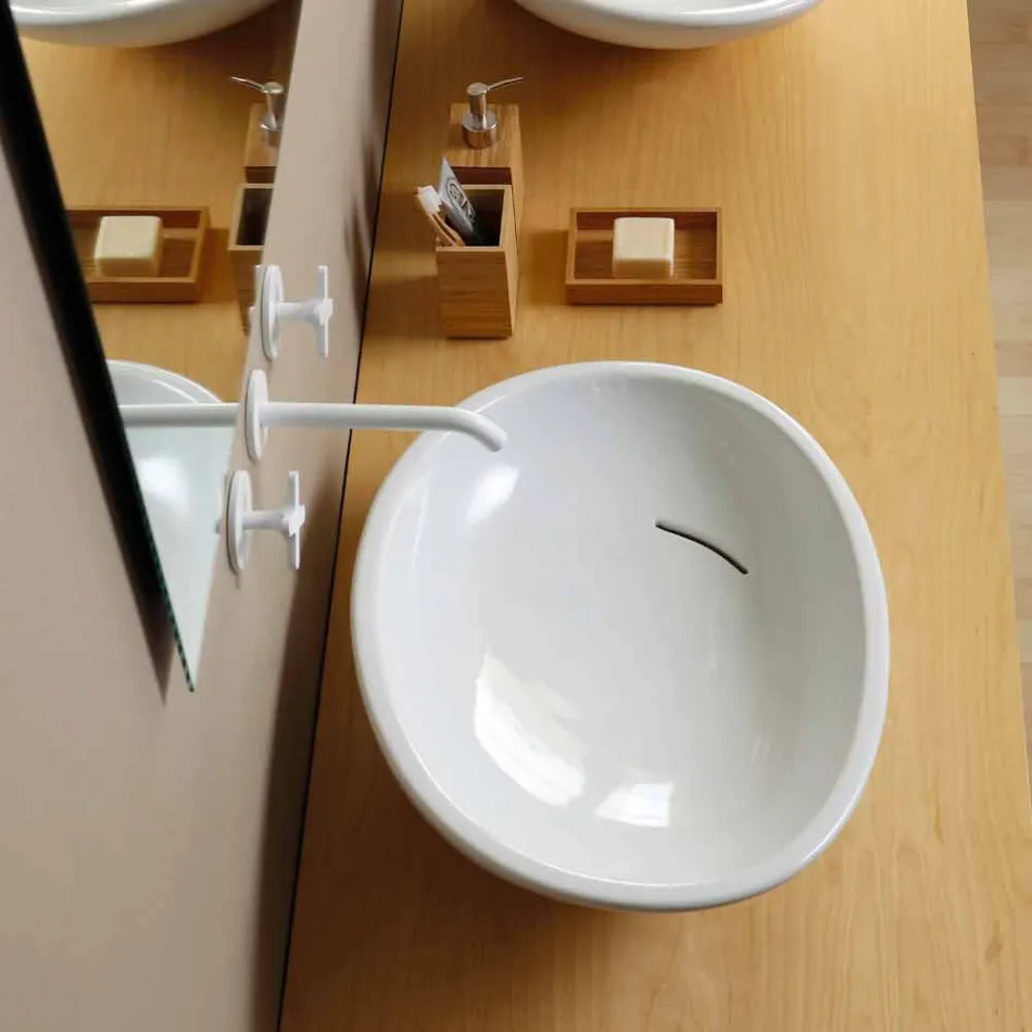 Projektowana ceramiczna umywalka wykonana z połyskiem we Włoszech Viadurini