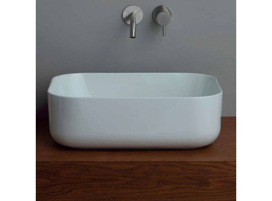 Nowoczesna umywalka nablatowa w kolorze białym lub kolorze ceramicznym Star 50x37 cm Viadurini