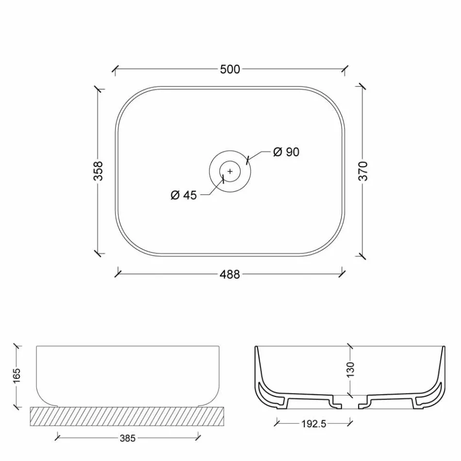 Nowoczesna umywalka nablatowa w kolorze białym lub kolorze ceramicznym Star 50x37 cm Viadurini