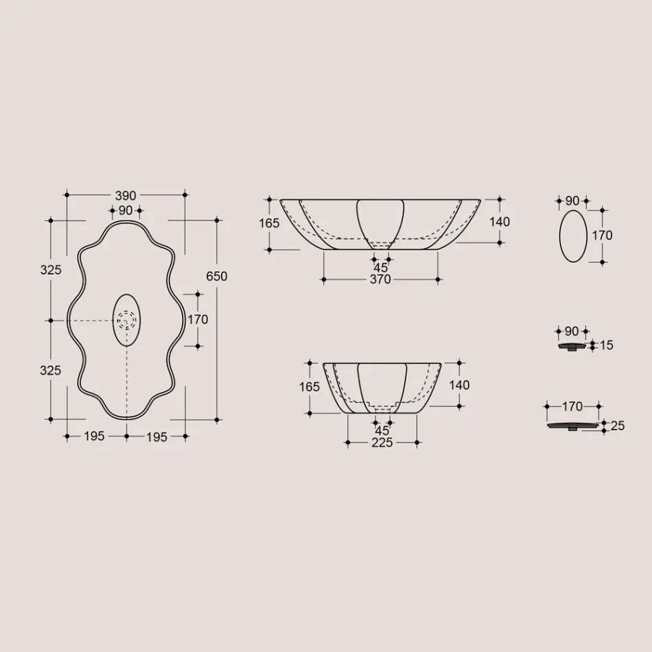 Nowoczesna umywalka nablatowa z błyszczącej ceramiki Made in Italy - Cube Viadurini