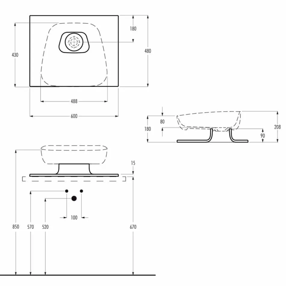Nowoczesna ceramiczna umywalka nablatowa wykonana we Włoszech, Reale Viadurini