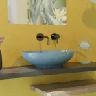 Owalna umywalka nablatowa z błyszczącej ceramiki L 50 cm Made in Italy - Ferry Viadurini