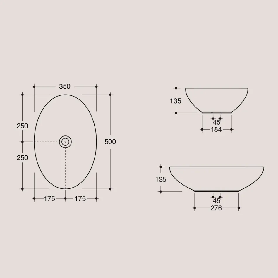 Owalna umywalka nablatowa z błyszczącej ceramiki Made in Italy - Ferry Viadurini