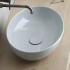 Owalna umywalka nablatowa z błyszczącej ceramiki Made in Italy - Ferry Viadurini