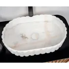 Umywalka nablatowa owalna do łazienki wykonana z białego marmuru - Cunzite Viadurini