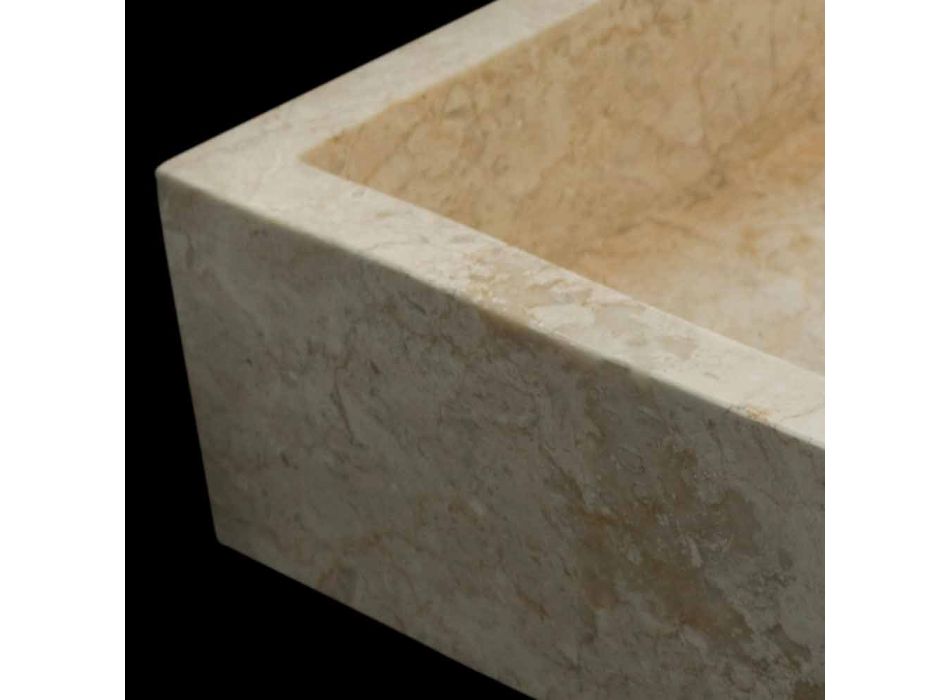 Umywalka nablatowa biała z naturalnego kamienia Jef, unikatowa Viadurini