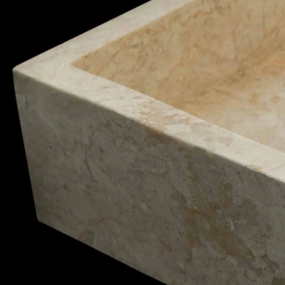 Umywalka nablatowa biała z naturalnego kamienia Jef, unikatowa Viadurini