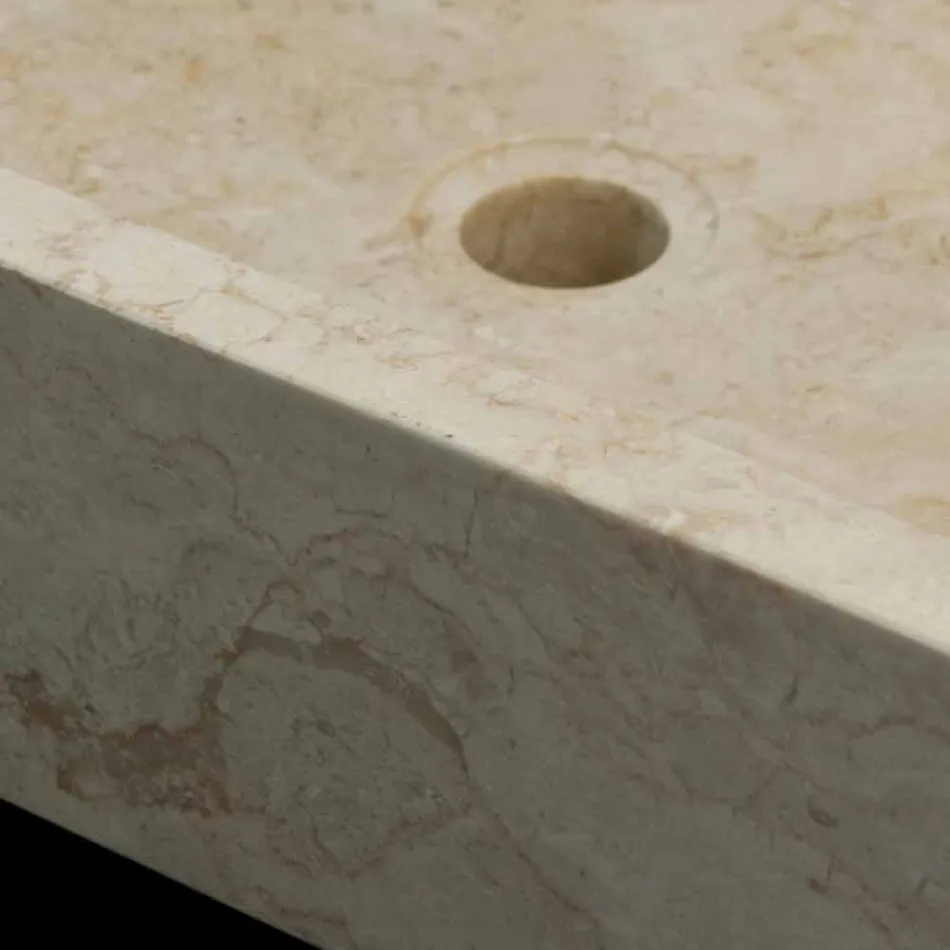 Umywalka nablatowa biała z naturalnego kamienia Jef, unikatowa Viadurini