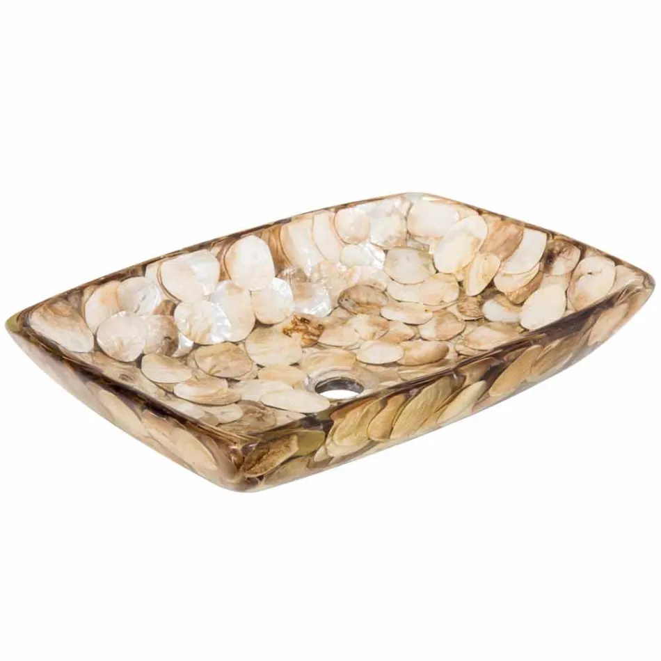 Umywalka jednoelementowy sztucznej żywicy, ręcznie Inez Viadurini