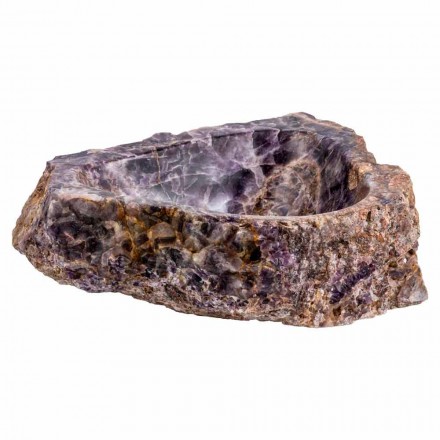 Umywalka nablatowa wykonana ręcznie z kamienia ametystowego, Vidor Viadurini