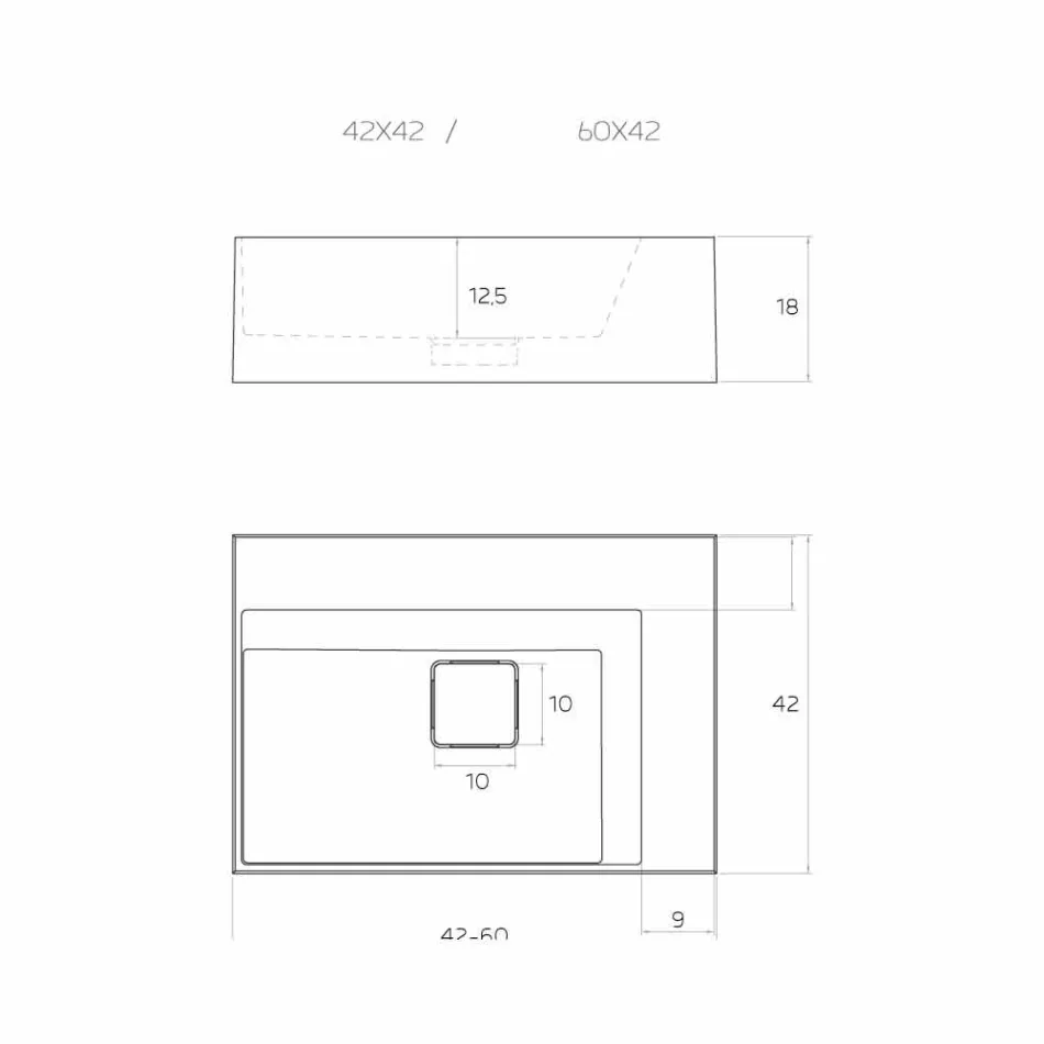 Kwadratowa nowoczesna umywalka nablatowa wykonana we Włoszech, Lavis Viadurini