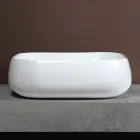 Nowoczesna biała ceramiczna umywalka nablatowa w kwadratowym kształcie - Papavero Viadurini