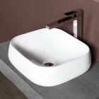 Nowoczesna biała ceramiczna umywalka nablatowa w kwadratowym kształcie – Papavero Viadurini