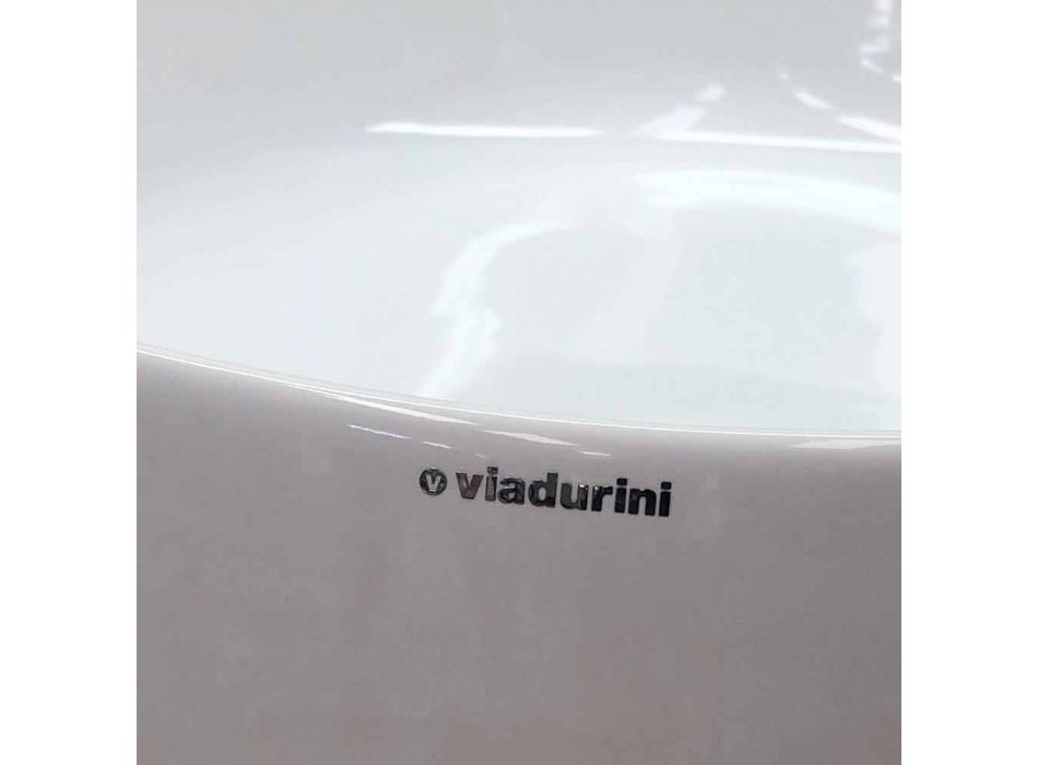 Nowoczesna kwadratowa umywalka ceramiczna nablatowa Made in Italy - Piacione Viadurini