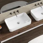 Umywalka nablatowa Aster prostokątna ceramiczna o nowoczesnym designie Viadurini