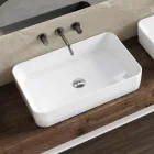 Umywalka nablatowa Aster prostokątna ceramiczna o nowoczesnym designie Viadurini