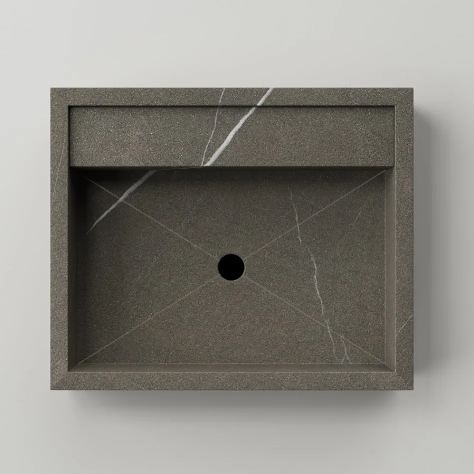 Prostokątna umywalka nablatowa z kamionki porcelanowej Made in Italy - Cervia Viadurini