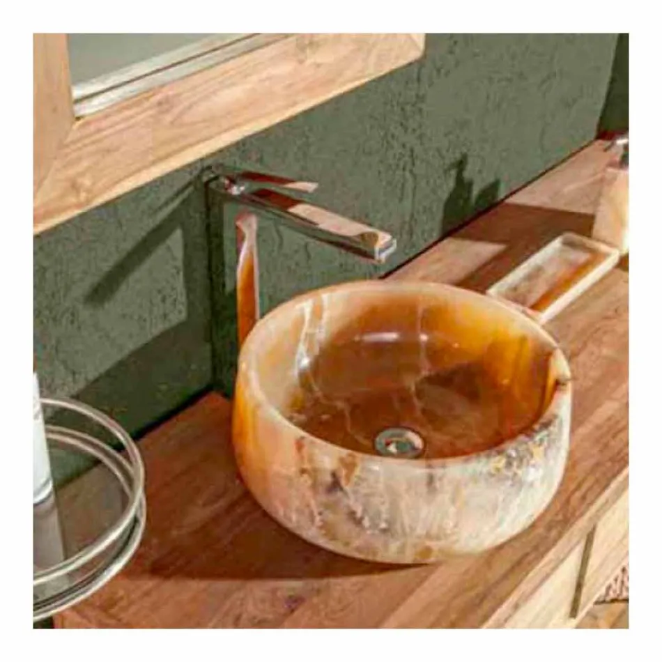 Okrągła umywalka nablatowa w wyjątkowym stylu Pure Onyx - Ramiro Viadurini