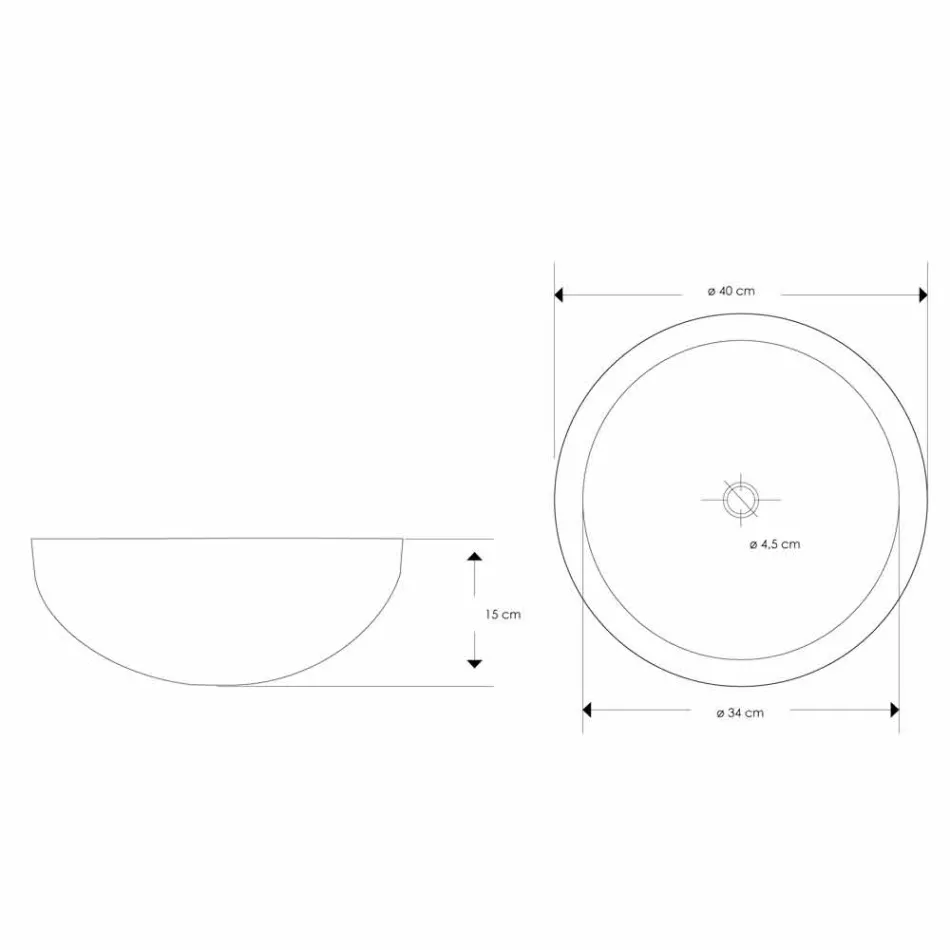 Okrągła umywalka nablatowa wykonana ręcznie z białego marmuru - len Viadurini