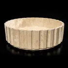 Okrągła umywalka nablatowa z marmuru trawertynowego - Cattleya Viadurini
