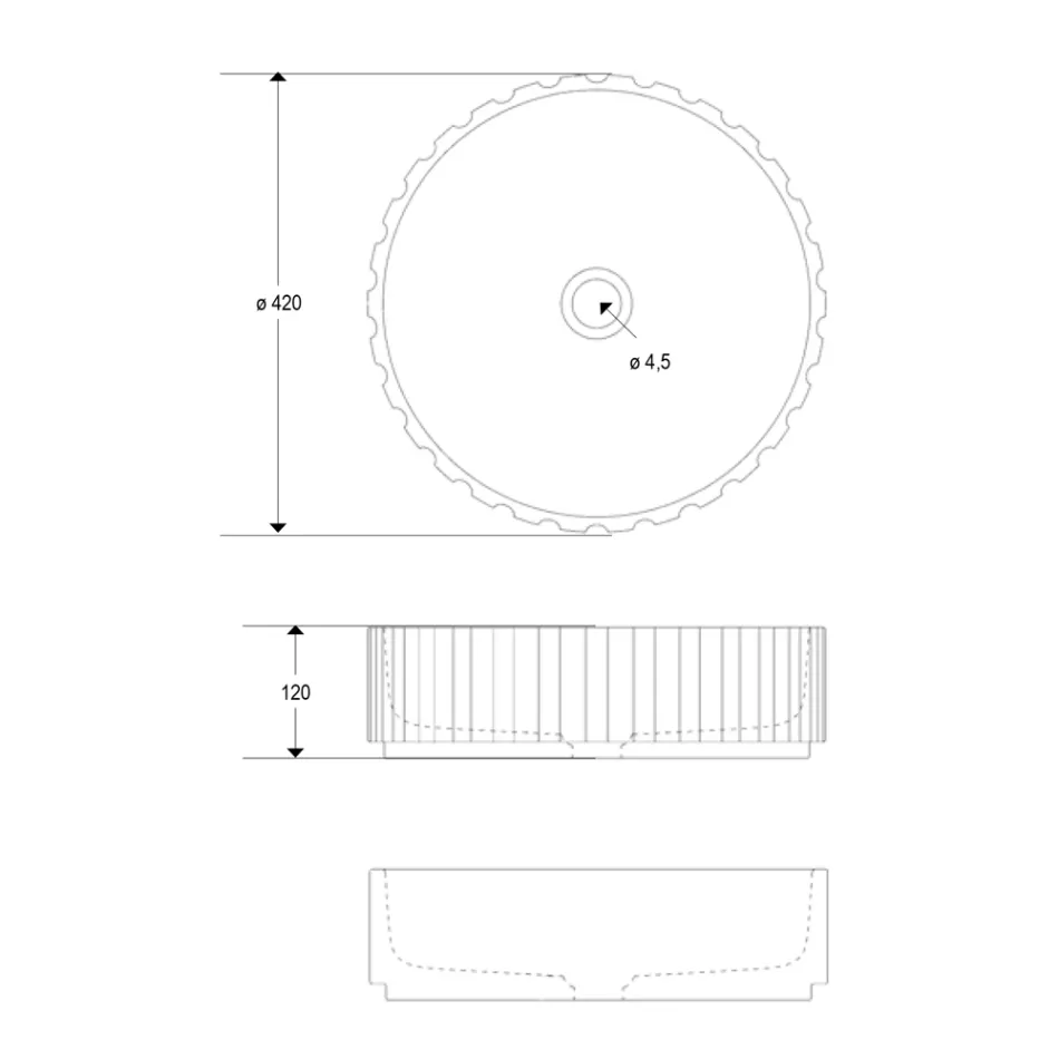 Okrągła umywalka nablatowa z marmuru trawertynowego - Cattleya Viadurini