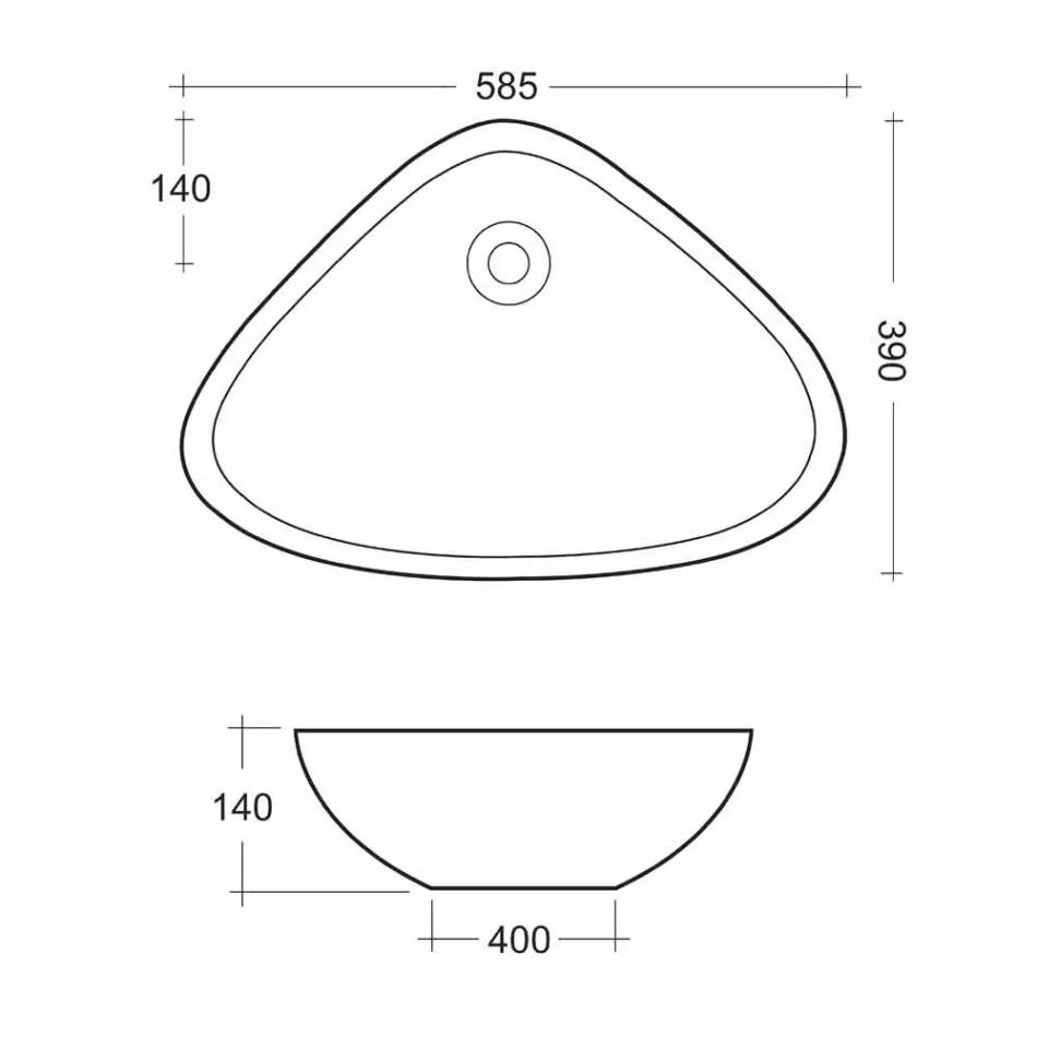 Umywalka w kształcie blatu z białej ceramiki Wykonana we Włoszech - Hamburg Viadurini