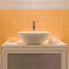 Umywalka z zewnętrznego wsparcia Okrągły Beżowa Polerowane Nusa Viadurini