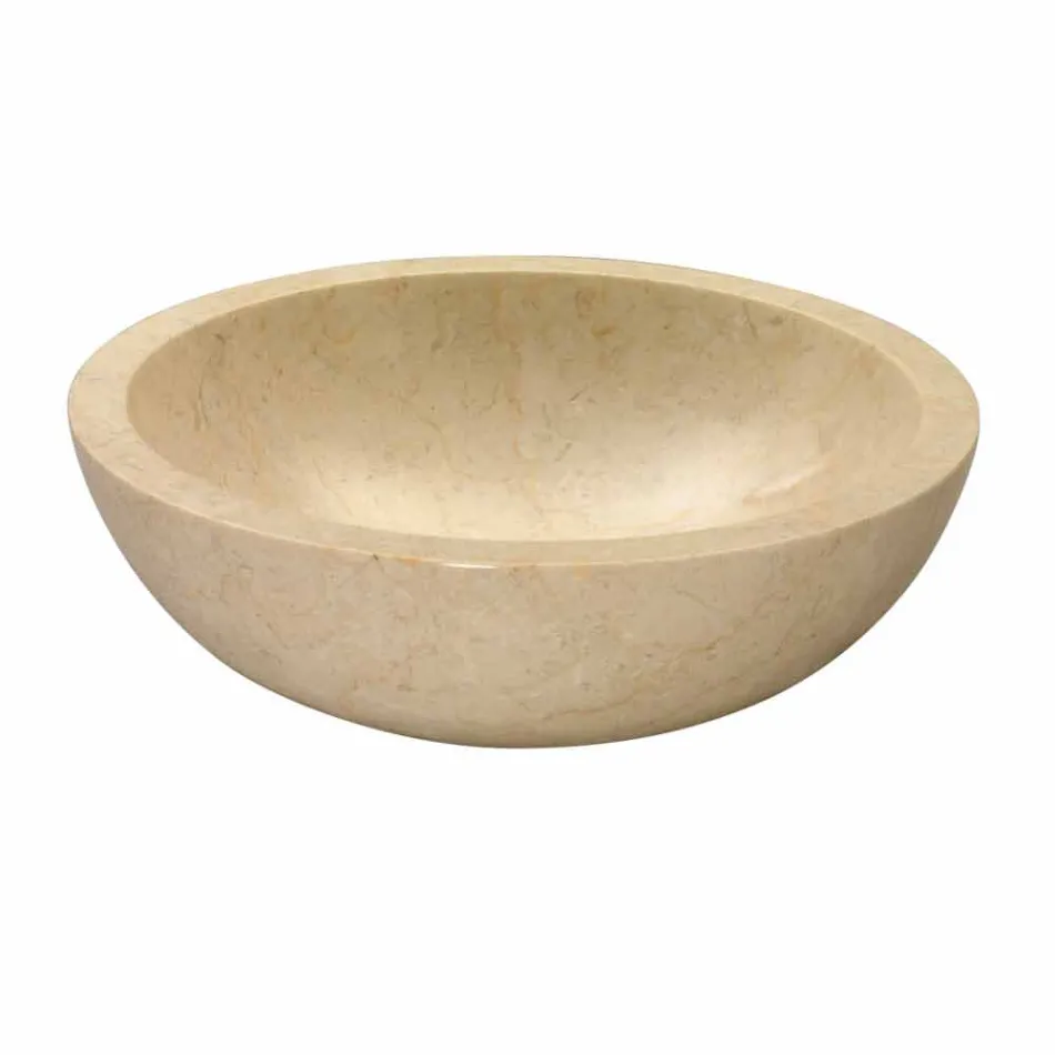 Umywalka z zewnętrznego wsparcia Okrągły Beżowa Polerowane Nusa Viadurini