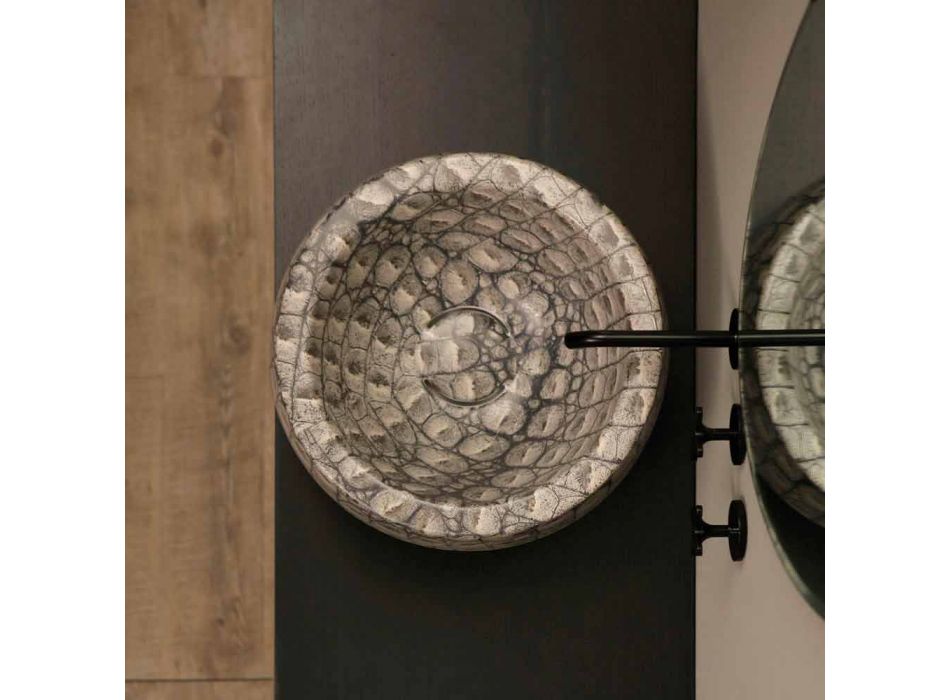 Umywalka z blatem okrągłym Caiman wykonana we Włoszech Wzornictwo Elisa Viadurini