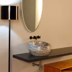 Umywalka z blatem okrągłym Caiman wykonana we Włoszech Wzornictwo Elisa Viadurini