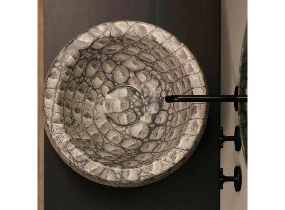 Umywalka z blatem okrągłym Caiman wykonana we Włoszech Wzornictwo Elisa Viadurini