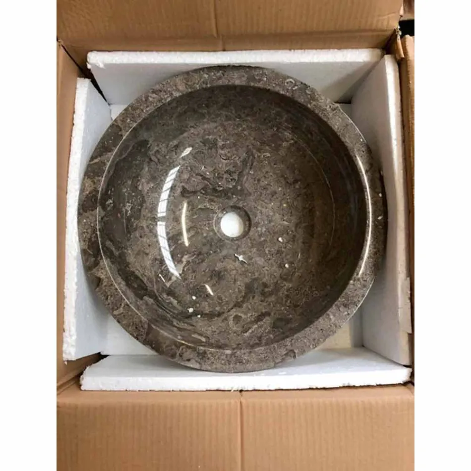 Okrągła, szara umywalka nablatowa z powierzchnią zewnętrzną Nusa Viadurini