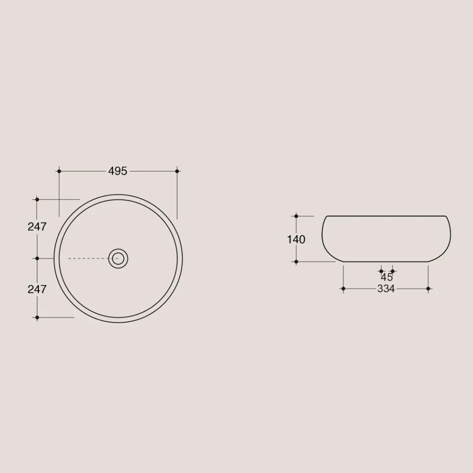 Okrągła umywalka nablatowa z błyszczącej ceramiki Made in Italy - Candito Viadurini