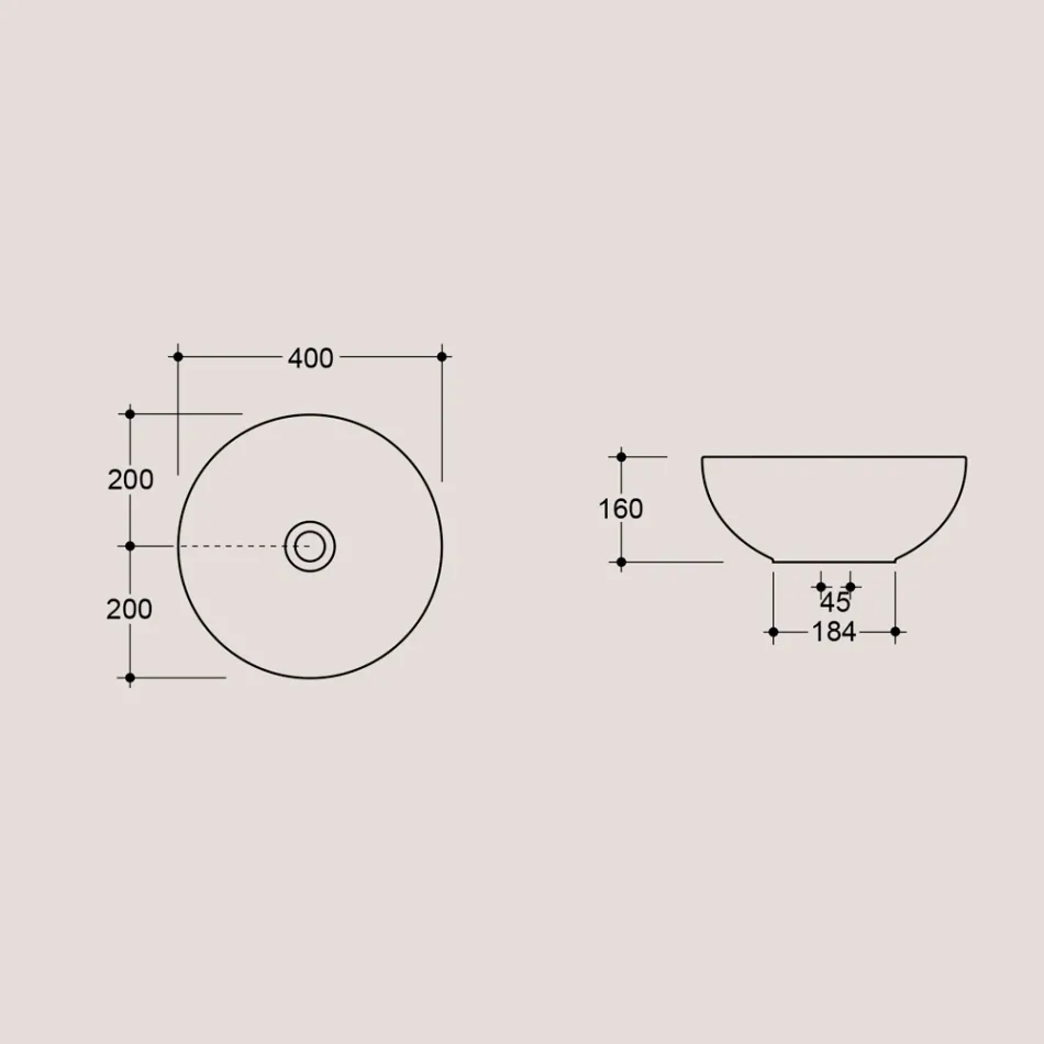 Okrągła umywalka nablatowa z błyszczącej ceramiki Made in Italy - Chicco Viadurini