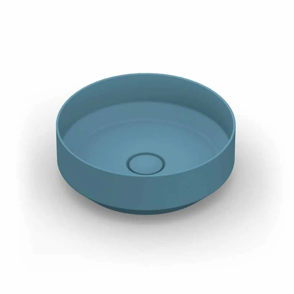 Okrągła, nowoczesna ceramiczna umywalka nablatowa wykonana we Włoszech, Yoel Viadurini