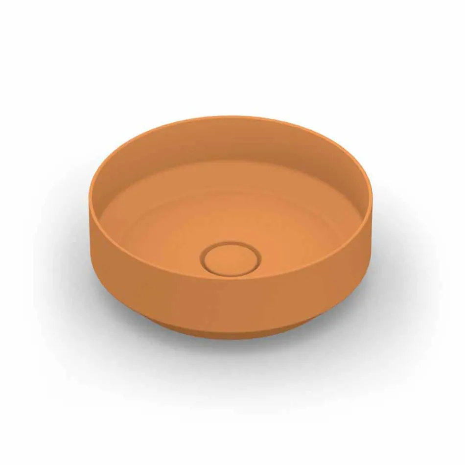 Okrągła, nowoczesna ceramiczna umywalka nablatowa wykonana we Włoszech, Yoel Viadurini