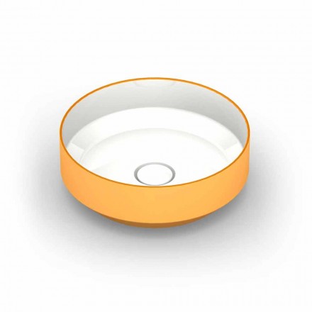 Okrągła, nowoczesna ceramiczna umywalka nablatowa wykonana we Włoszech, Yoel Viadurini