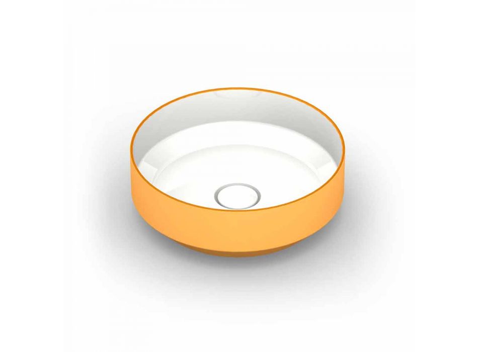 Okrągła, nowoczesna ceramiczna umywalka nablatowa wykonana we Włoszech, Yoel Viadurini