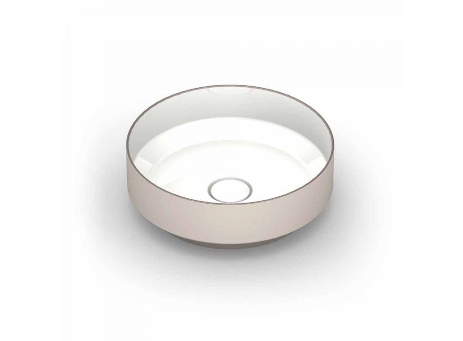 Okrągła, nowoczesna ceramiczna umywalka nablatowa wykonana we Włoszech, Yoel Viadurini