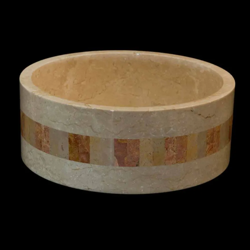 z okrągłą umywalką w kamieniu naturalnym Clio Białej Viadurini